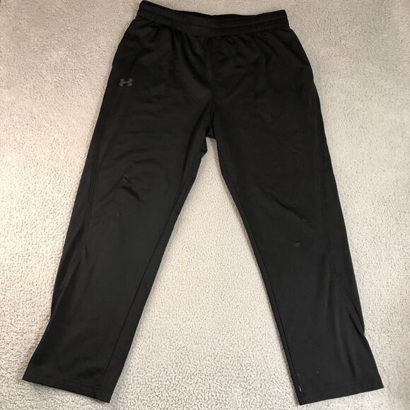 Under Armour Pants Men Xlarge XL Black Joggers Logo Basketball Gym Track Running - Picture 1 of 16